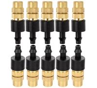 CALLARON Connecteur de Buse de Brumisation 10 Pièces en Cuivre Réglable Design Anti-rouille , Débit 10 Litres/heure pour Système de Refroidissement Jardin Compatible Tuyau 4/7