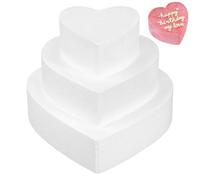 CALLARON Ensemble de 3 Coeurs en Polystyrène pour Gâteau, Mousse Facile à Couvrir Fondant ou Crème Beurre, Pratique pour Décoration Pâtisserie et Empilage