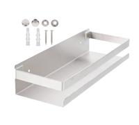 CALLARON Étagère de Rangement Murale Profondeur Adaptée pour Épices et Outils en Acier Inoxydable Argenté, Support Rectangulaire Simple et Unique Cuisine ou Atelier