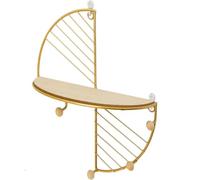 CALLARON Étagère Murale et Rangement Pratique de Style Nordique Présentoir Mural Décoratif en Fer et Bois Crochets Multiples Simple et Élégante pour Salon