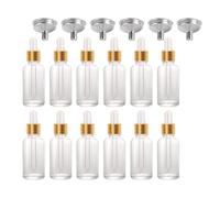 CALLARON Flacons Compte-gouttes pour Soins Quotidiens et Voyages avec 6 Entonnoirs Inox Lot de 24 en Verre Transparent 30ml Bouchon Anti-fuite pour Huiles Essentielles