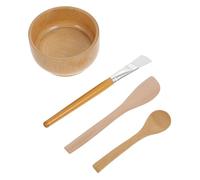 CALLARON Kit Mélangeur Bol à Masques Faciaux Bois 4 Pièces Outils DIY pour Soins Visage Usage Court Séjour
