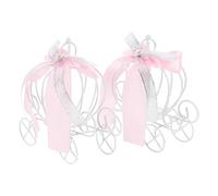 CALLARON Lot de 2 Boîtes à Bonbons en Métal et Tissu Rose de Calèche pour Mariage, sans Colle, Multifonction, Décoration Élégante pour Fêtes et Anniversaires