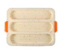 CALLARON Moule à Français en Silicone 3 Compartiments Surface Antiadhésive et Trous Ouverts pour Cuisson Uniforme de Baguettes Four