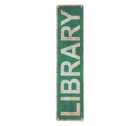 CALLARON Plaque Murale et en Étain Vert de Bibliothèque Vintage Décoration Intérieure Facile à Installer Étanche, pour ou Salon Bureau Rétro
