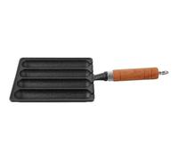 CALLARON Poêle à Griller en Fer Noir 4 Fentes, Moule à Saucisse Antiadhésif Recyclable pour Cuisson Fumante, pour Barbecue et Pique-niques en Plein Air