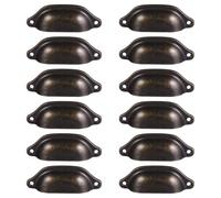 CALLARON Poignées de traction vintage, 12 pièces, boutons coquille noirs pour meubles de rangement, usage en décoration maison, commode et portes intérieures