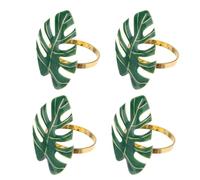 CALLARON Rond de Serviette de Table en Métal Vert Feuille Monstera, Lot de 4pcs, Décoration Créative et Multi-Usage Ambiance Estivale Lors de Home Party