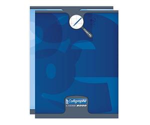 Calligraphe 108705C Un Cahier d'Écriture Agrafé Bleus (une Marque de Clairefontaine) - 17x22 cm - 32 Pages Double Ligne 3 mm Interligne Verticale - Papier Blanc 90 g - Carte Recy Pelliculée