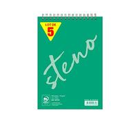 Calligraphe 15372C - Lot 5 Blocs Spirale Sténo Verts A5 90f Unies