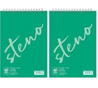Calligraphe 15372C Un Bloc à Spirale Sténo Vert (une Marque de Clairefontaine) - A5 14,8x21 cm - 90 Feuilles Unies Blanches - Papier 70 g (Lot de 2)