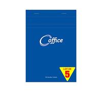 Calligraphe 15855C Un Lot de 5 Blocs Office Agrafés en Tête Bleus (une Marque de Clairefontaine) - A5 14,8x21 cm - 100 Feuilles Petits Carreaux - Papier 56 g - Couverture Semi Enveloppante