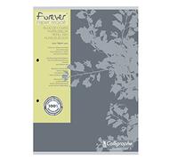 Bloc de cours encollé grand côté FOREVER A4 200 pages perforé 2 trous petits carreaux + marge papier recyclé 70g Gris - Gris