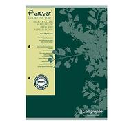 Calligraphe 17818C Un Bloc de Cours Encollé Grand Côté Forever Vert - A4 21x29,7 cm - 200 Pages Lignées avec Marge - Papier 100 % Recyclé 70 g - Couverture Recyclée