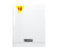 Calligraphe 18129Cpack Un lot de 10 Cahiers Agrafés Incolores (une Marque de Clairefontaine) - 17x22 cm - 96 Pages Grands Carreaux - Papier Blanc 90 g - Couverture Polypro Transparent