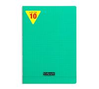 Calligraphe 18135Cpack Un paquet de 10 Cahiers Agrafés Verts (une Marque de Clairefontaine) - A4 21x29,7 cm - 96 Pages Grands Carreaux - Papier Blanc 90 g - Couverture Polypro Transparent