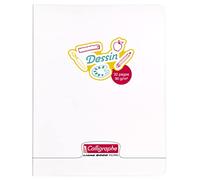Calligraphe 18151C Un Cahier de Dessin Agrafé Incolore (une Marque de Clairefontaine) - 17x22 cm - 32 Pages Unies Blanches - Papier Dessin 90 g - Couverture Polypro Transparent
