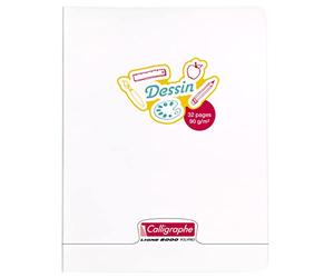 Calligraphe 18151C Un Cahier de Dessin Agrafé Incolore (une Marque de Clairefontaine) - 17x22 cm - 32 Pages Unies Blanches - Papier Dessin 90 g - Couverture Polypro Transparent