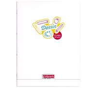 Calligraphe 18154C Un Cahier de Dessin Agrafé Incolore (une Marque de Clairefontaine) - 24x32 cm - 48 Pages Unies Blanches - Papier Dessin 120 g - Couverture Polypro Transparent