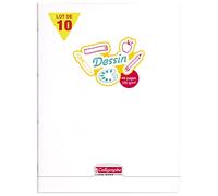 Calligraphe 18154C - Un Paquet de 10 Cahiers Piqués de Papier dessin (Gamme 8000 de Clairefontaine) 48 Pages 24X32 cm 90G Unies Blanches, Couverture Polypro (Plastique), Incolore