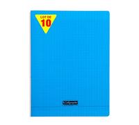Calligraphe 18192C - Un Paquet de 10 Cahiers Piqués (Gamme 8000 de Clairefontaine) 96 Pages 24X32 cm 90G Grands Carreaux, Couverture Polypro (Plastique), Bleu