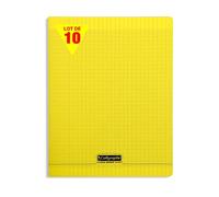 Calligraphe 18194C - Un Paquet de 10 Cahiers Piqués (Gamme 8000 de Clairefontaine) 96 Pages 24X32 cm 90G Grands Carreaux, Couverture Polypro (Plastique), Jaune