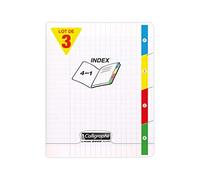 Calligraphe 18225AMZC Lot de 3 Cahiers Agrafés 4 Index Incolores (une Marque de Clairefontaine) - 17x22 cm - 140 Pages Grands Carreaux - Papier Blanc 90 g - Couverture Polypro Transparent