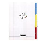 Cahier 3 index piqué 8000 POLYPRO A4 96 pages grands carreaux 90 g - Incolore