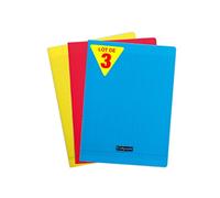Calligraphe 183390AMZC Lot de 3 Cahiers Agrafés (une Marque de Clairefontaine) - 24x32 cm - 192 Pages Grands Carreaux - Papier Blanc 90 g - Couvertures Polypro Assorties (Bleu, Rouge et Jaune)
