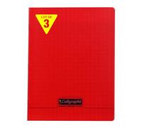 Calligraphe 18343Cpack Un lot de 3 Cahiers Agrafés Rouges (une Marque de Clairefontaine) - 17x22 cm - 192 Pages Grands Carreaux - Papier Blanc 90 g - Couverture Polypro Transparent