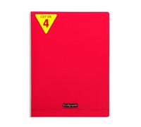 Calligraphe 18393Cpack Un lot de 4 Cahiers Agrafés Rouges (une Marque de Clairefontaine) - 24x32 cm - 192 Pages Grands Carreaux - Papier Blanc 90 g - Couverture Polypro Transparent
