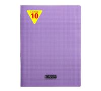 Calligraphe 18477Cpack Un lot de 10 Cahiers Agrafés Violets (une Marque de Clairefontaine) - 24x32 cm - 48 Pages Petits Carreaux - Papier Blanc 90 g - Couverture Polypro Transparent