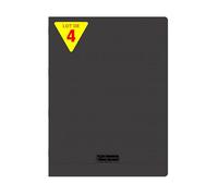 Calligraphe 18510Cpack Un lot de 4 Cahiers Agrafés Noirs (une Marque de Clairefontaine) - 24x32 cm - 192 Pages Grands Carreaux 90 g - Couverture Polypro Transparent