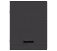 Calligraphe 18910C Un Cahier Agrafé Noir (une Marque de Clairefontaine) - 17x22 cm - 48 Pages Grands Carreaux - Papier Blanc 90 g - Couverture Polypro Transparent