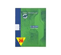 Calligraphe 2148C - Un paquet de 20 cahiers de brouillon (gamme 7000 de Clairefontaine) 48 pages 17x22 cm 56g grands carreaux 100% recyclé