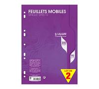 Calligraphe 2696AMZC Lot de 2 Paquets de Feuillets Mobiles sous film (une Marque de Clairefontaine) - A4 21x29,7 cm - 200 Pages Grands Carreaux - Papier Blanc 90 g