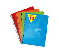 Calligraphe 203C Lot de 5 Cahiers Brochures Dos Toilé (une Marque de Clairefontaine) - 17x22 cm - 192 Pages Grands Carreaux - Papier Blanc 70 g - Couverture Carte Recy Vernie - Couleurs Aléatoires