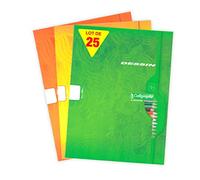 Calligraphe 553C Un Lot de 25 Cahiers de Dessin (une Marque de Clairefontaine)- 24x32 cm - 16 Pages Unies Blanches - Papier Dessin 120 g - Couverture Carte Offset - Couleurs Aléatoires