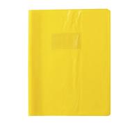 Calligraphe Protège-cahiers Grain Madras PVC 22/100ème 17x22 cm Jaune avec rabats marque-pages