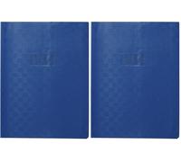 Calligraphe 71302AMZC Un Protège-Cahier Grain Madras Bleu - 24x32 cm - 22/100ème avec Porte-Étiquette et Marque-Pages - PVC Opaque (Lot de 2)
