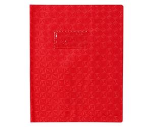 Calligraphe 72013AMZC Un Protège-Cahier Grain Losange Rouge - 17x22 cm - 18/100ème avec Porte-Étiquette - PVC Opaque