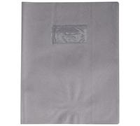 Protège-cahiers grain cuir PVC 22/100ème 17x22 cm - Gris