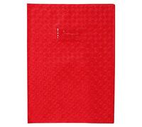 Protège-cahiers grain losange PVC 18/100ème avec porte-étiquette A4 - Rouge