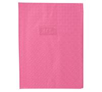 Protège-cahiers grain losange PVC 18/100ème avec porte-étiquette 24x32 cm - Rose