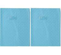 Calligraphe 72422AMZC Un Protège-Cahier Grain Losange Bleu clair - 24x32 cm - 18/100ème avec Porte-Étiquette - PVC Opaque (Lot de 2)