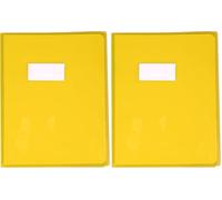 Calligraphe 73004AMZC Un Protège-Cahier Cristalux Jaune - 17x22 cm - 22/100ème avec Porte-Étiquette - PVC Transparent Lisse (Lot de 2)