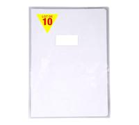 Calligraphe 73201AMZCpack Un Lot de 10 Protège-Cahiers Cristal Incolores - A4 21x29,7 cm - 12/100ème avec Porte-Étiquette - PVC Transparent Lisse