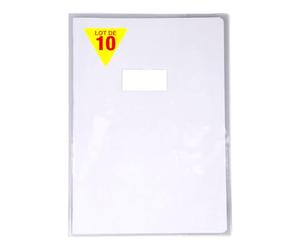 Calligraphe 73201AMZCpack Un Lot de 10 Protège-Cahiers Cristal Incolores - A4 21x29,7 cm - 12/100ème avec Porte-Étiquette - PVC Transparent Lisse