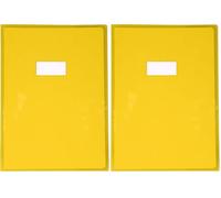 Calligraphe 73204AMZC Un Protège-Cahier Cristalux Jaune - A4 21x29,7 cm - 22/100ème avec Porte-Étiquette - PVC Transparent Lisse (Lot de 2)