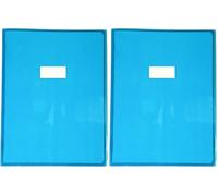 Calligraphe 73402AMZC Un Protège-Cahier Cristalux Bleu - 24x32 cm - 22/100ème avec Porte-Étiquette - PVC Transparent Lisse (Lot de 2)